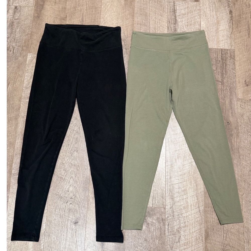 Sonoma Women's Leggings Bundle Black Olive Green Cotton Blend Size Medium